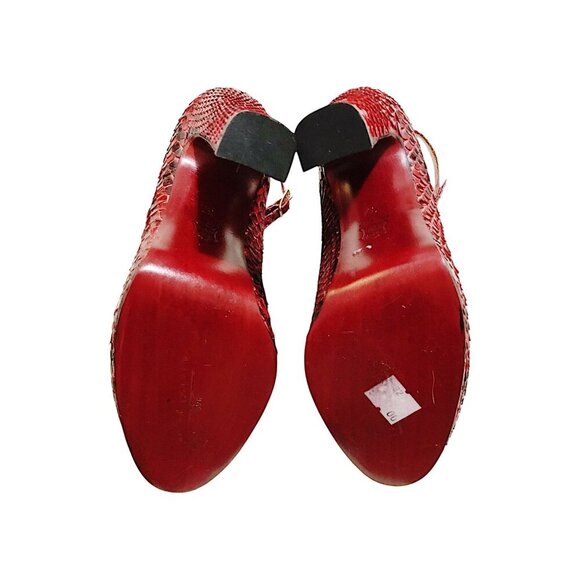 Never Worn Vintage Michel Perry snake skin platform‎ heel, Red, Size 37EU - Picture 5 of 10